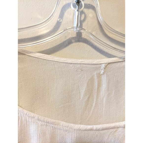Womens White Sheer Boho Long Sleeve Top Lace Panel Summer Beach Sz L - Picture 5 of 6